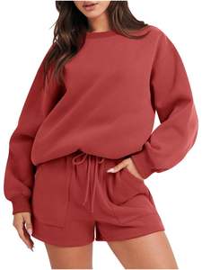 ชุดวอร์มผ้าคอตตอนวินเทจสำหรับผู้หญิงกางเกงขาสั้นแนวสตรีทชุดวอร์มพิมพ์โลโก้ได้ตามต้องการ - Product Image 5