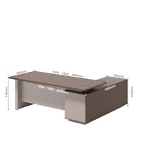 Bureau de direction ergonomique en forme de L, durable, en stratifié HPL |   Meubles de bureau en PVC non toxique pour les startups, résistants aux rayures