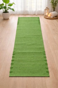 Green Rectangle Chenille Exercise Mat Woven Non-Slip Rubber Backing Contemporary Style Home Use - Product Image 4