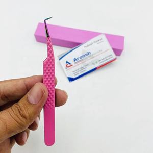 Pinzas rosas fuertes de 90 grados de Punta múltiple, venta al por mayor, pinzas de extensión de pestañas con agarre de diamante de acero inoxidable de alta calidad, sostenibles - Product Image 1