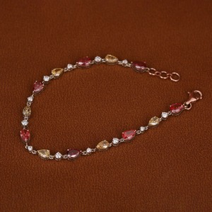 Bracelet de tennis en or massif 14KT avec diamants taille ronde poire élégance intemporelle diamants étincelants cadeau parfait pour elle - Product Image 1