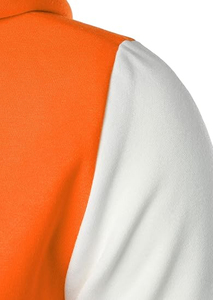 Personalizado naranja lona Varsity chaqueta primavera mangas blancas OEM Casual Unisex Streetwear al por mayor bajo MOQ proveedor duradero - Product Image 3