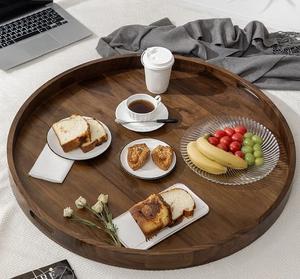 Bandeja de servicio de madera de diseño elegante con mango de metal Bandeja de forma ovalada de buena calidad de la India - Product Image 5