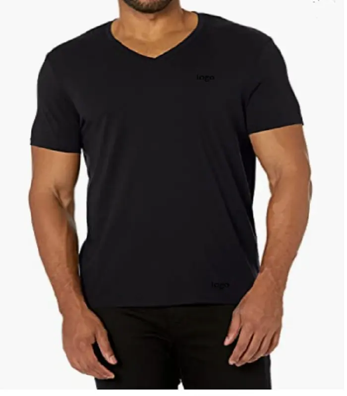 남자의 기본적인 V 목 티 셔츠 방글라데시에서 100% 년 면 주문 인쇄 주문 로고 질 티셔츠