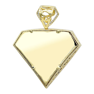 Pendentif Superman en or jaune 14 carats avec diamants naturels taille brillant de 4,5 carats sertis à griffes, certifié IGI, breloques de luxe pour hommes - Product Image 4