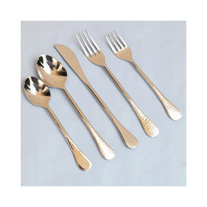 Venta al por mayor de cubiertos de restaurante juegos de cubiertos de oro con mango rectangular de plata juego de cubiertos reutilizables juego de cubiertos de acero inoxidable - Product Image 5