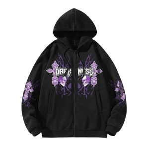Men's Custom DTF Printed Embroidered 100% Cotton Pullover <b>Hoodie</b> with Front Logo Letter Cross Graphic and Drawstring - Product Image 1