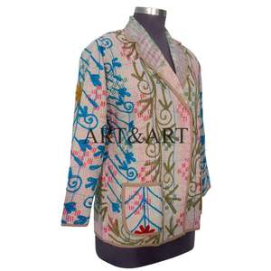Nouvelle arrivée, veste indienne en coton fait main, patchwork multicolore, broderie kantha, écologique, style ethnique bohème pour un usage décontracté - Product Image 5