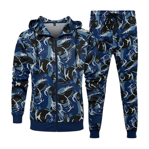 Venta al por mayor de ropa deportiva para hombres personalizado impreso sólido cremallera Sudadera con capucha Jogger 2 piezas conjunto maternidad Fitness chándal para correr traje - Product Image 1