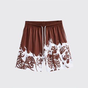 กางเกงขาสั้นบาสเก็ตบอลสำหรับผู้ชายฤดูร้อนเอวยางยืดพิมพ์ลายโครงกระดูกพร้อมเชือกผูกซับตาข่ายระบายอากาศได้ - Product Image 5