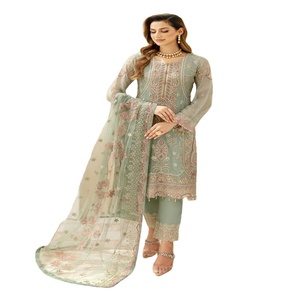 Salwar Kameez de Chifón de Alta Calidad, Estilo Pakistaní, para Fiestas, con Bordado Intenso, Sharara Pakistaní/Indio - Product Image 1