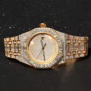 Reloj de Pulsera de Cuarzo Resistente al Agua con Correa de Cuero en Tono Oro Rosa y Diamantes de Moissanita con Claridad VVS Mejorada, Unisex, Deportivo, de Moda y para Negocios - Product Image 4