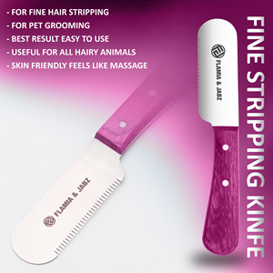 Set 6 outils de toilettage pour chiens en acier inoxydable écologique manche en bois taille personnalisée couteaux à carder peignes nettoyage pour animaux de compagnie style - Product Image 4