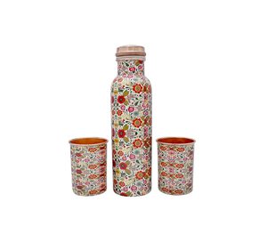 ขวดน้ำทองแดงคุณภาพสูงอุปกรณ์สำหรับดื่มพร้อมสติ๊กเกอร์สีขาวพิมพ์ลายดอกไม้ขวดบนโต๊ะอาหารและสินค้าอรรถประโยชน์ - Product Image 6