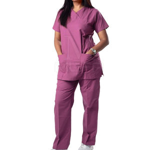Uniforme médico de punto de color sólido para mujer, uniforme médico impreso de diseño personalizado para uso hospitalario, ropa de calle transpirable - Product Image 1