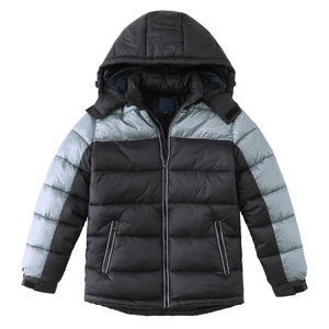 Manteau Streetwear d'hiver pour hommes, veste matelassée en duvet épais et chaud en tissu léger à capuche à col montant XL pour la saison - Product Image 1