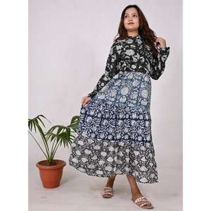 Vestido Maxi de Algodón Estilo Boho Hecho a Mano con Estampado Floral, Largo hasta el Suelo, para Fiesta de Otoño, Cintura Natural, Ecológico - Product Image 3