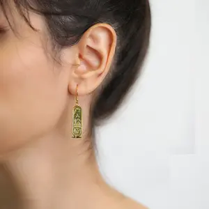 Rectangle Design 22K Plaqué Or Vintage Crochet Boucles D'oreilles Géométrique Plaine Fabriqué À La Main Élégant En Gros 925 Bijoux En Argent Sterling - Product Image 3