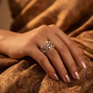 Women's Openwork Ring with Gemstones 925 Silver <b>Fine</b> <b>Brooches</b> Collection - Product Image 2