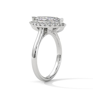 2.0ct Marquise Cut Moissanite Halo <b>Solitaire</b> <b>Ring</b> 925 Sterling <b>Silver</b> Engagement Band - Product Image 4