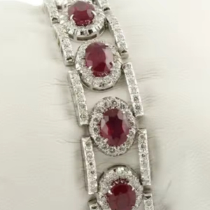 Pulsera de rubíes hermosa personalizada, Diamante de moissanita de Plata de Ley 925, regalo de boda perfecto para ella - Product Image 1