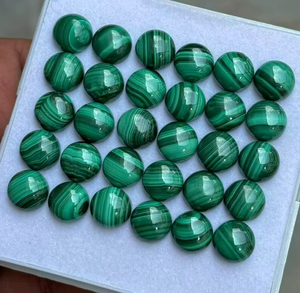 Natural <b>Malachite</b> Cabochon Round Green Gemstone All mm Sizes High Quality Polished Loose Gemstone Multiple Gemstones Available - Product Image 3