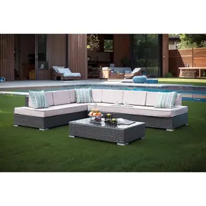Modern PE Garden Outdoor Rattan Wicker Furniture High Quality Sectional Sofa Set Modern Sectional Sofa With Cushion