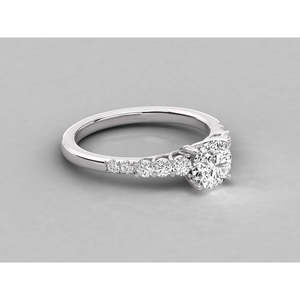 Anillo de Diamante Solitario de Oro de 14K Cultivado en Laboratorio para Mujer, Patrón Geométrico, Joyería Fina, Rodio, para Compromiso, Certificado IGI - Product Image 2