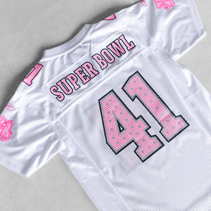 Maillot de football américain rétro en maille de football américain conçu sur mesure en gros, entièrement imprimé par sublimation, court surdimensionné, Style Streetwear - Product Image 3