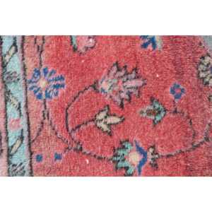 Alfombra Vintage de 1.7x1.7 pies, Alfombra Turca Redonda, Alfombra Ikat Roja y Azul - Product Image 5