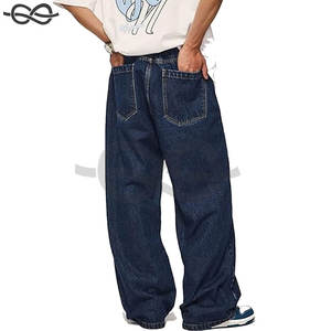 Jeans baggy pour hommes Pantalon uni vintage patineur pour femmes Jeans en denim décontractés à jambes larges Coupe ample Style Hip Hop - Product Image 3