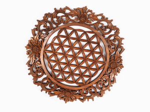 Décoration de la maison Paulownia en bois gravé Relief Antique Design gros fleur thème maison/chambre ornement - Product Image 2