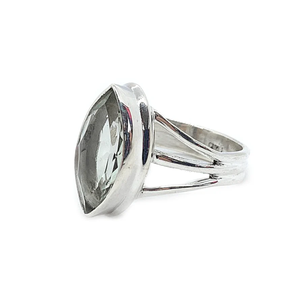 แหวนเงินสเตอร์ลิง925ประดับพลอยอเมทิสต์สีเขียวตัดแบบมาร์คีเหมาะสำหรับงานแต่งงานและงานปาร์ตี้ - Product Image 2