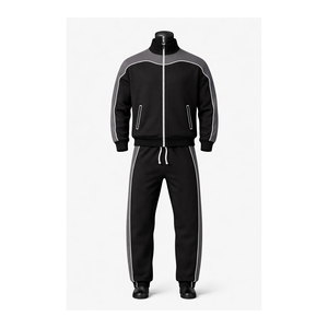 Conjunto Deportivo Personalizado para Hombre, Chaqueta con Cremallera y Pantalones Jogger, Mezcla de Algodón y Poliéster, OEM ODM, para Gimnasio, Entrenamiento, Casual - Product Image 1