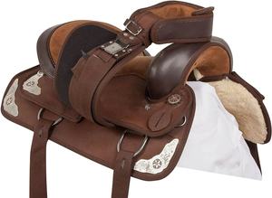 Selles de cheval à siège profond en cuir occidental fait à la main en bois arbre personnalisable OEM vente en gros fournitures de pointe équestre pour les propriétaires de chevaux - Product Image 5