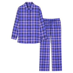 Ensemble de pyjama en coton XL 2 pièces pour homme Flanelle solide et respirante avec manches longues et boutons 100% coton pour homme - Product Image 1