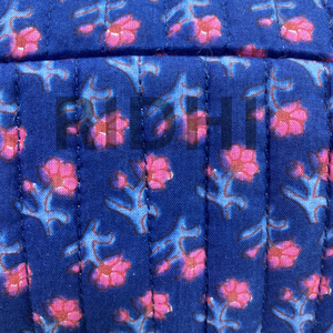 Popular Handmade Quilted for <b>Bag</b> Blush Blossom Blue Reusable <b>Travel</b> <b>Cosmetic</b> Pouch Large Vintage Shopping Accessory - Product Image 3