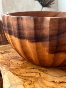 Beau bol à mélanger en bois pour salade de fruits et légumes et réglage de table moderne - Product Image 4