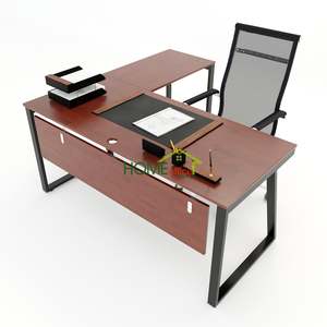 Bureau en L Trapeze II Concept 160x150 avec pieds à assembler, design moderne et contemporain pour bureau ou chambre HBTH019 - Product Image 1