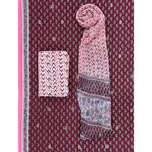 Ensemble de tenue quotidienne Khadi imprimé non cousu avec dupatta en mousseline - Product Image 1