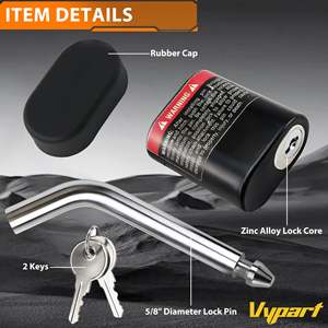 Vypart J-Shape Trailer Hitch Receiver Lock with 5/8 Dia Pin for Class III/IV 2 2-1/2 Truck Trailers - Product Image 3