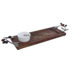 Standard Meilleure Qualité Bois Naturel Élégant Resorts Cuisine Plateaux De Nourriture Conception Avantageuse Grande Taille Table De Mariage Plateau De Nourriture - Product Image 4