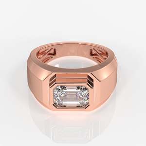 Anillo Imperial Elite para Hombre en Oro Amarillo de 14K con Diamante de Corte Esmeralda Cultivado en Laboratorio para Uso Diario, Joyería Chapada en Oro con Patrón Numérico - Product Image 6