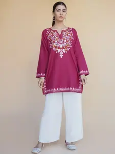 Kurti en coton noir à fleurs, tricoté, droit, court, pour femmes, mode estivale, tenue de soirée - Product Image 2