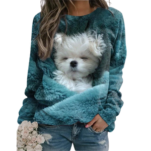 Sweat-shirt à manches longues vintage décontracté pour femmes motif de bande chaude tricoté respirant polyester/coton sweat à capuche numérique - Product Image 2