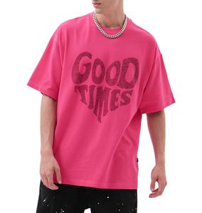 T-shirt surdimensionné imprimé avec logo personnalisé, style streetwear, jersey vintage délavé, couleur rose bonbon, pour streetwear - Product Image 4