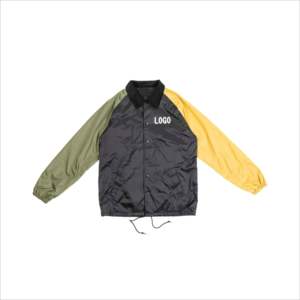 เสื้อแจ็กเก็ตโค้ชของผู้ชายเสื้อกันลมขนาดพิเศษพร้อมโลโก้ผ้าใบสีดำล้วนออกแบบได้ตามต้องการ - Product Image 2