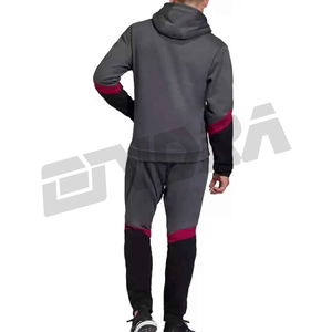Chándal de algodón con logotipo personalizado Tech Fleece para hombre, ropa de gimnasio de dos piezas con cremallera completa gris para ropa de calle de fútbol en invierno - Product Image 4