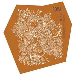 Top quality Italian art designed wall maps made in urban leather Rome for apartment  hotel