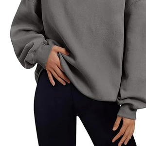 Sudadera de mujer de manga larga de algodón con logotipo personalizado de alta calidad, ropa informal sostenible transpirable, sudadera Lisa para mujer - Product Image 5